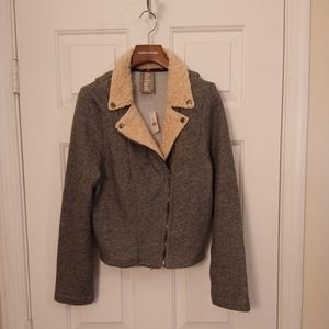 NWT Anthropologie sherpa fleece moto jacket